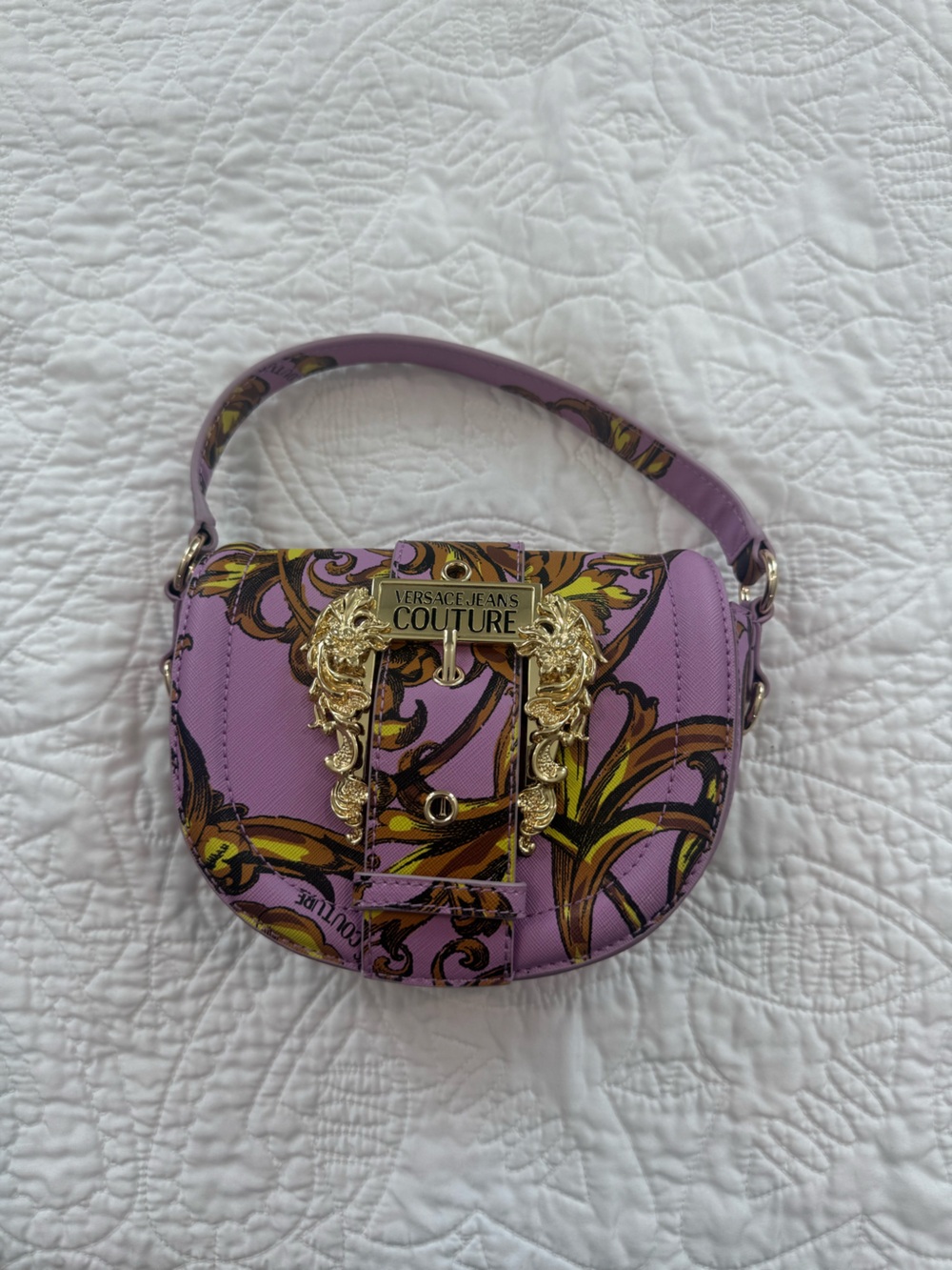 Versace Jeans Collection Lilac Baroque Print Shoulder Bag
